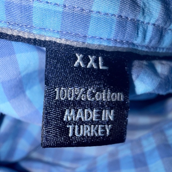 Calder Carmel Limited Edition Button Down Up Dress Shirt XXL Plaid Blue Cotton - Picture 8 of 8